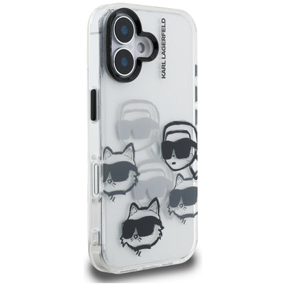 Puzdro pre Apple iPhone 16, Karl Lagerfeld, IML Luxury Multi Head Pattern, Transparentné