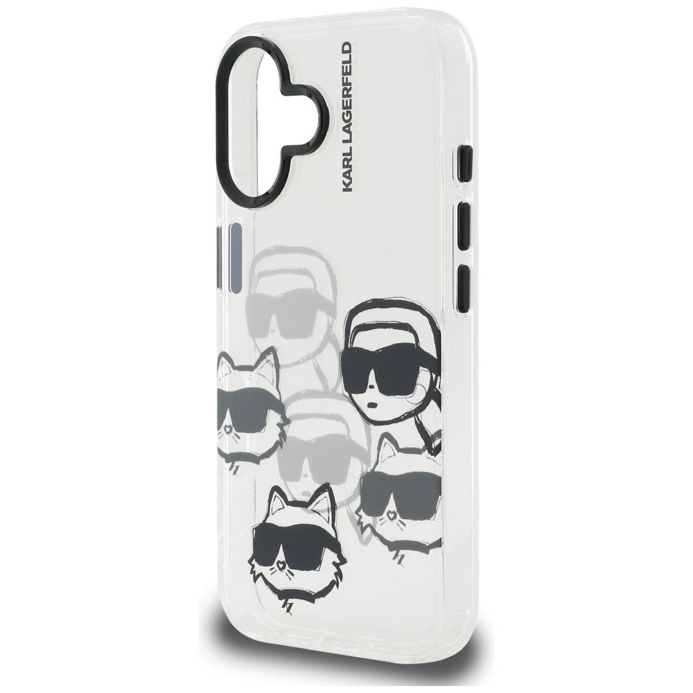 Puzdro pre Apple iPhone 16, Karl Lagerfeld, IML Luxury Multi Head Pattern, Transparentné