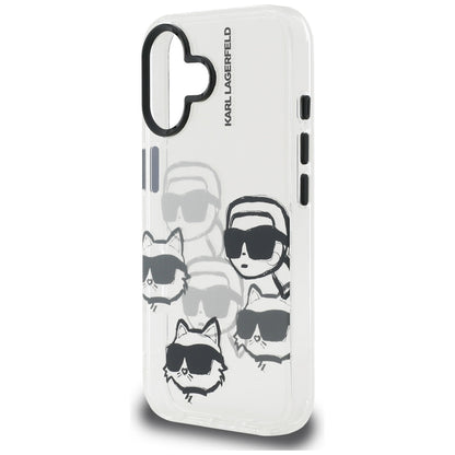 Puzdro pre Apple iPhone 16, Karl Lagerfeld, IML Luxury Multi Head Pattern, Transparentné