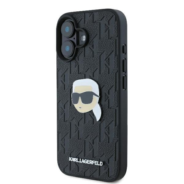 Case for Apple iPhone 16, Karl Lagerfeld, Monogram Karl's Head, Black