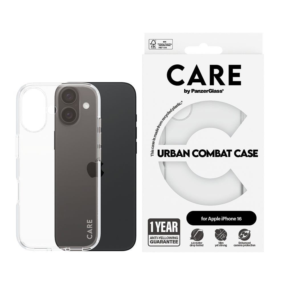 Puzdro pre Apple iPhone 16, PanzerGlass, Care Urban Combat, Priehľadné