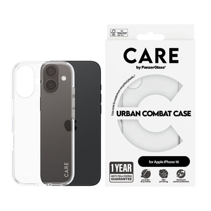 Puzdro pre Apple iPhone 16, PanzerGlass, Care Urban Combat, Priehľadné