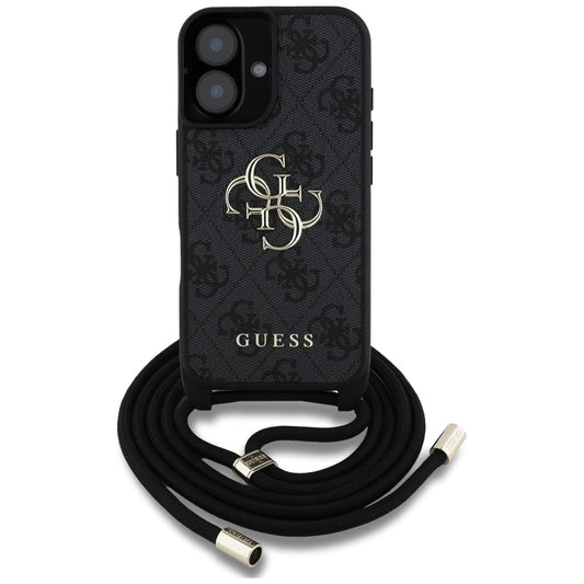 Puzdro pre Apple iPhone 16 Plus, Guess, 4G CBDY Big Logo with Cord Strap, Čierne