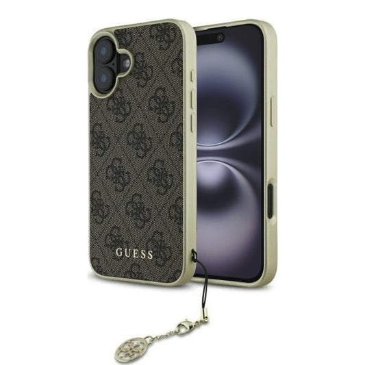 Puzdro pre Apple iPhone 16 Plus, Guess, 4G Charm, Hnedá