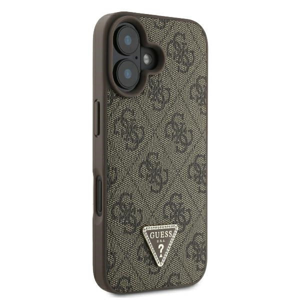 Puzdro pre Apple iPhone 16 Plus, Guess, 4G Triangle Strass, Hnedé