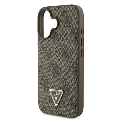 Puzdro pre Apple iPhone 16 Plus, Guess, 4G Triangle Strass, Hnedé