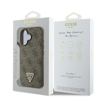 Puzdro pre Apple iPhone 16 Plus, Guess, 4G Triangle Strass, Hnedé
