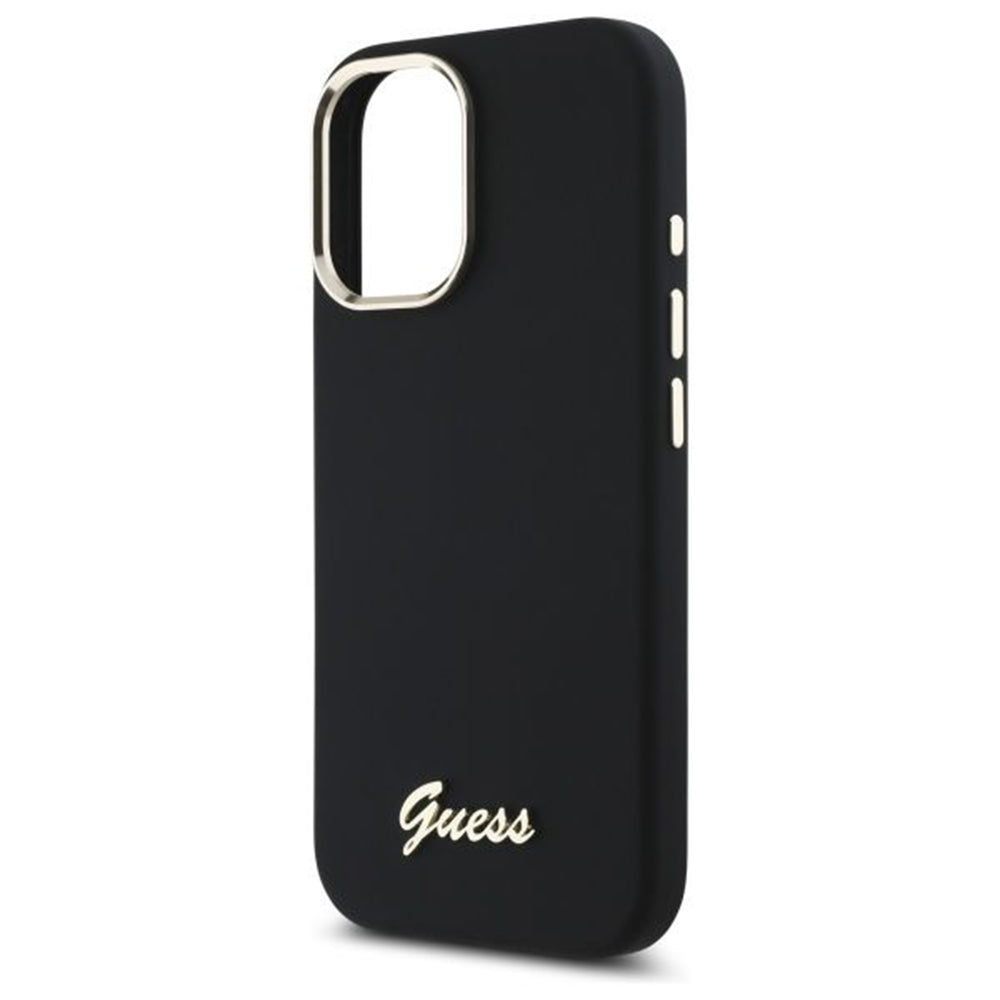 Puzdro pre Apple iPhone 16 Plus, Guess, Script Metal Logo & Frame, Čierne