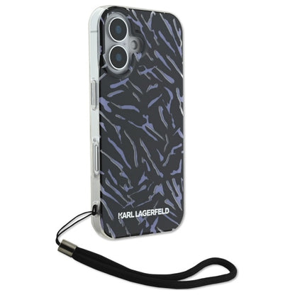 Puzdro pre Apple iPhone 16 Plus, Karl Lagerfeld, Zebra with Cord Strap, Mov