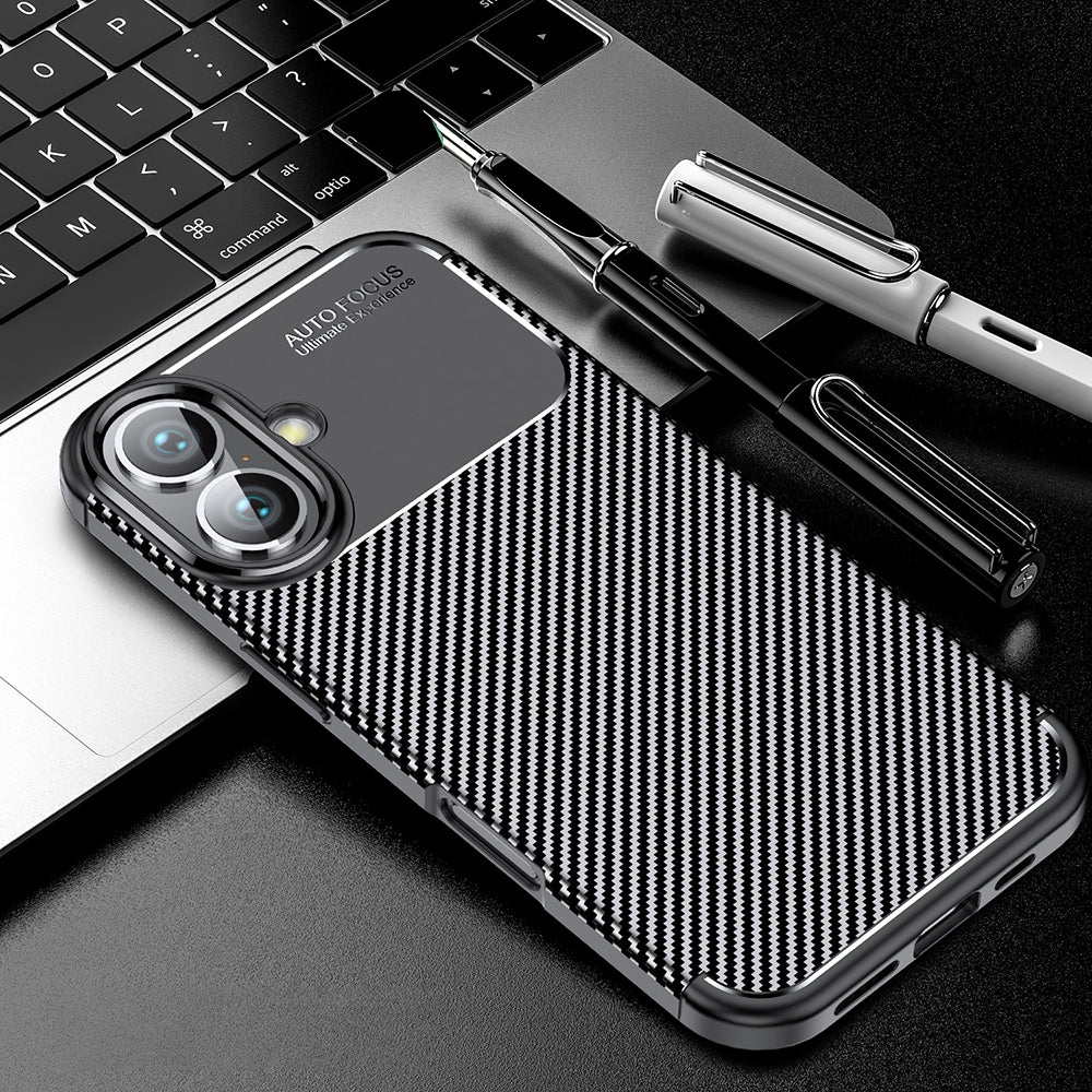 Puzdro pre Apple iPhone 16 Plus, Techsuit, CarbonFiber, Čierne