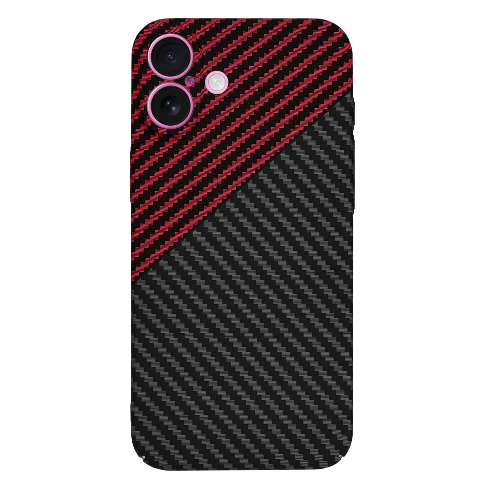 Case for Apple iPhone 16 Plus, Techsuit, Carbonite FiberShell, Black Red