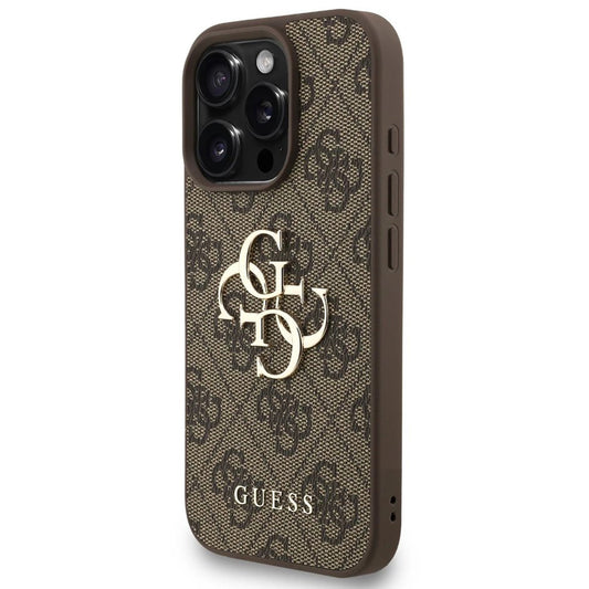 Puzdro pre Apple iPhone 16 Pro, Guess, 4G Classic Logo with Strap, Hnedé