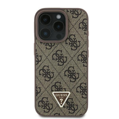 Puzdro pre Apple iPhone 16 Pro, Guess, 4G Triangle Strass, Hnedé