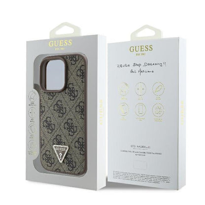 Puzdro pre Apple iPhone 16 Pro, Guess, 4G Triangle Strass, Hnedé