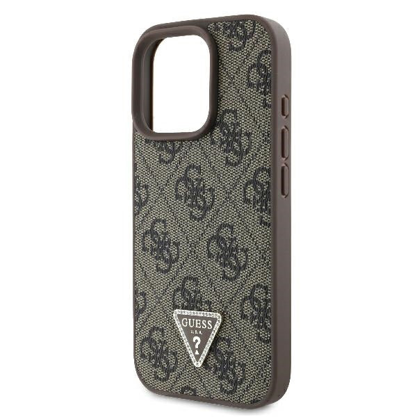 Puzdro pre Apple iPhone 16 Pro, Guess, 4G Triangle Strass, Hnedé