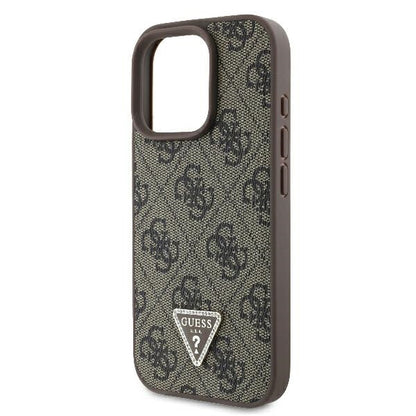 Puzdro pre Apple iPhone 16 Pro, Guess, 4G Triangle Strass, Hnedé