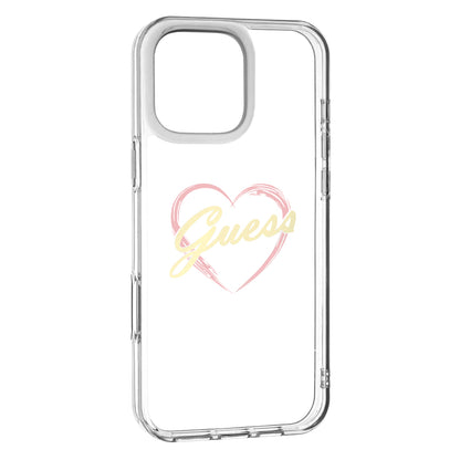 Puzdro pre Apple iPhone 16 Pro, Guess, IML Heart, Transparent