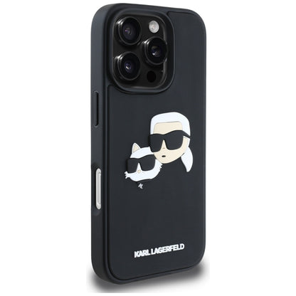 Puzdro pre Apple iPhone 16 Pro, Karl Lagerfeld, 3D Rubber Karl & Choupette, Čierne