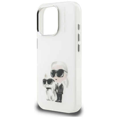 Puzdro pre Apple iPhone 16 Pro, Karl Lagerfeld, IML Aquarelle Logo Karl & Choupette, Biela