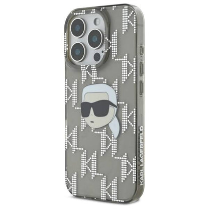 Puzdro pre Apple iPhone 16 Pro, Karl Lagerfeld, IML Luxury Electroplated Karl's Head, Čierne