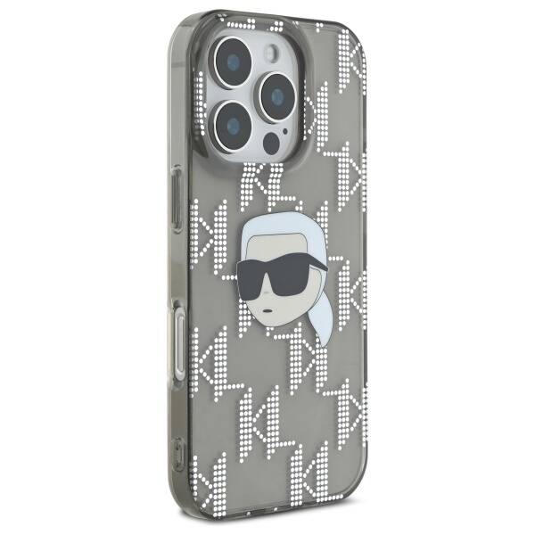 Puzdro pre Apple iPhone 16 Pro, Karl Lagerfeld, IML Luxury Electroplated Karl's Head, Čierne