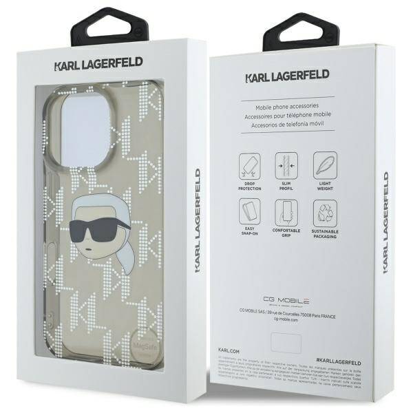 Puzdro pre Apple iPhone 16 Pro, Karl Lagerfeld, IML Luxury Electroplated Karl's Head, Čierne