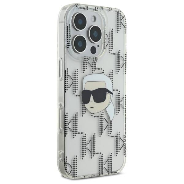 Puzdro pre Apple iPhone 16 Pro, Karl Lagerfeld, IML Luxury Electroplated Karl's Head, Transparentné
