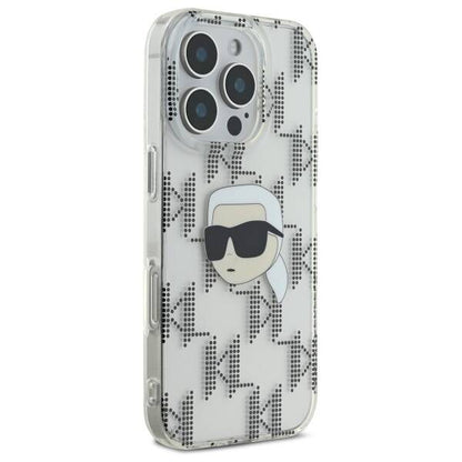 Puzdro pre Apple iPhone 16 Pro, Karl Lagerfeld, IML Luxury Electroplated Karl's Head, Transparentné