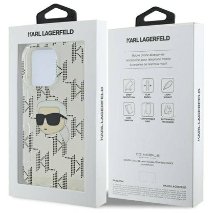 Puzdro pre Apple iPhone 16 Pro, Karl Lagerfeld, IML Luxury Electroplated Karl's Head, Transparentné