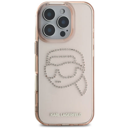 Case for Apple iPhone 16 Pro, Karl Lagerfeld, IML Rhinestones Karl's Head, Pink
