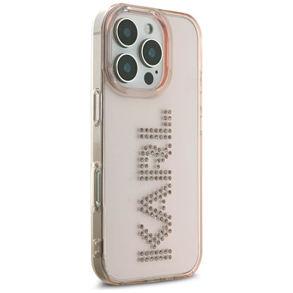 Puzdro pre Apple iPhone 16 Pro, Karl Lagerfeld, IML Rhinestones Pink Logo, Ružové