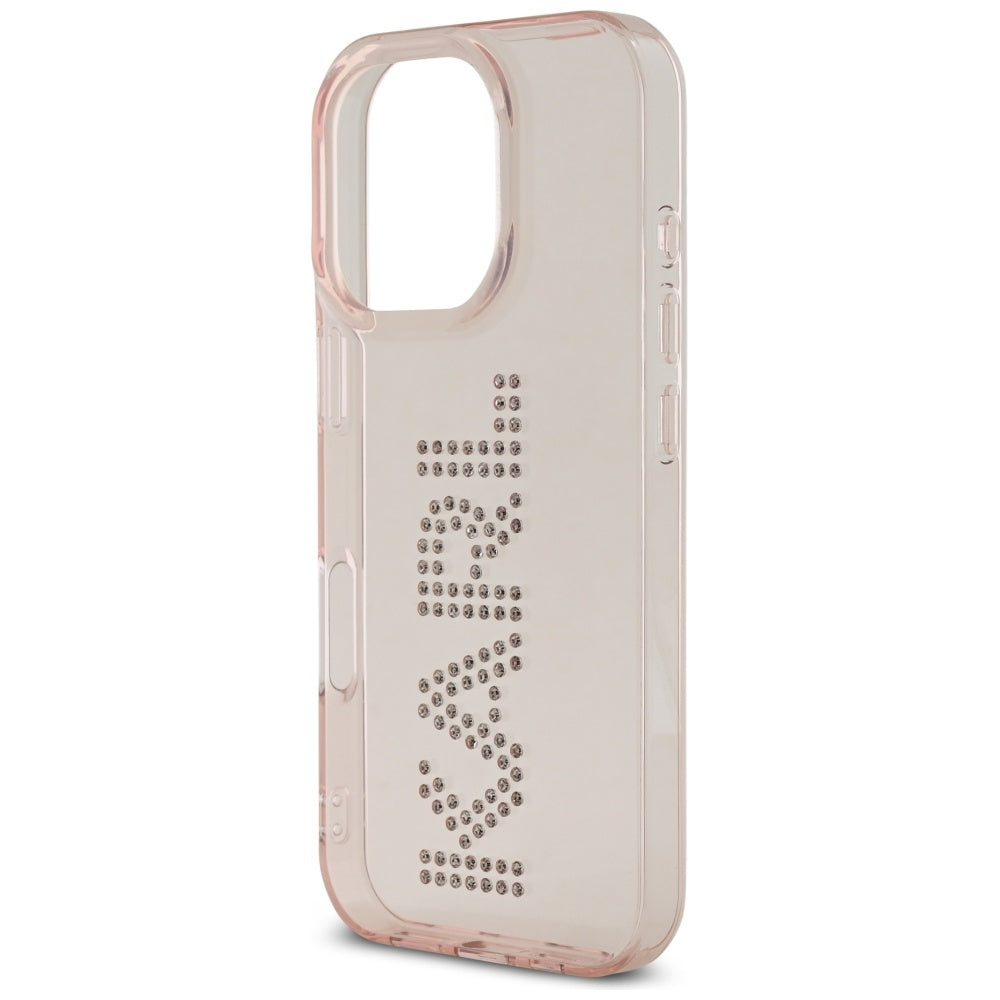 Puzdro pre Apple iPhone 16 Pro, Karl Lagerfeld, IML Rhinestones Pink Logo, Ružové