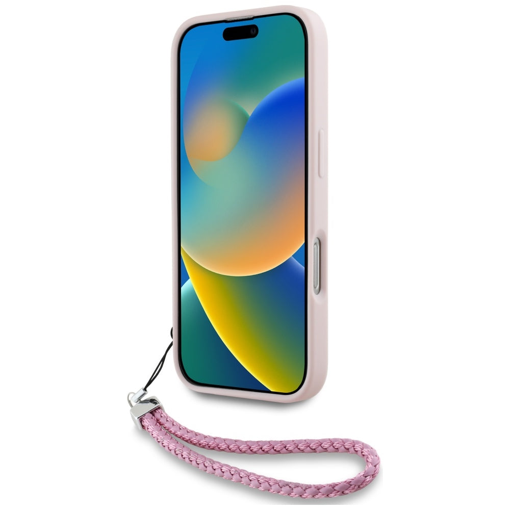 Puzdro pre Apple iPhone 16 Pro, Karl Lagerfeld, Quilted Initial Logo & Chain Strap, Ružová