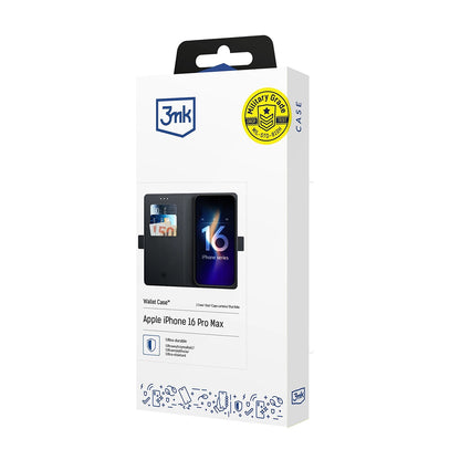 Puzdro pre Apple iPhone 16 Pro Max, 3MK, Peňaženka, Čierne