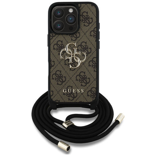 Puzdro pre Apple iPhone 16 Pro Max, Guess, 4G CBDY Big Logo with Cord Strap, Hnedé