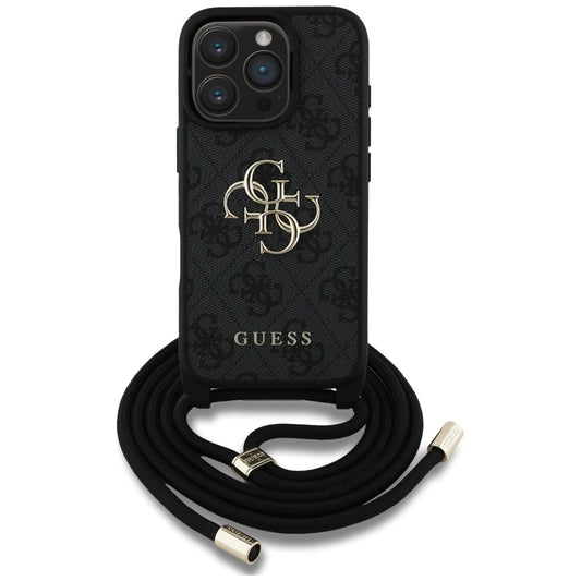 Puzdro pre Apple iPhone 16 Pro Max, Guess, 4G CBDY Big Logo with Cord Strap, Čierne