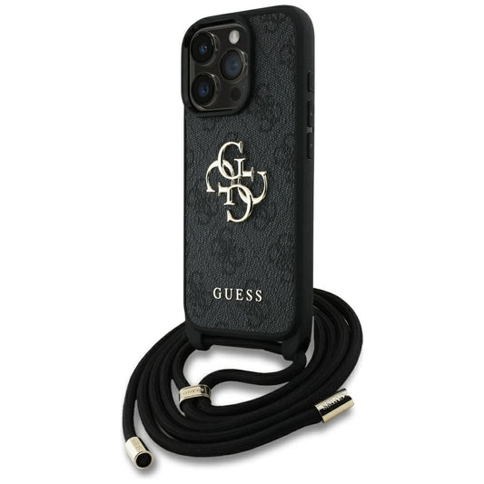 Puzdro pre Apple iPhone 16 Pro Max, Guess, 4G CBDY Big Logo with Cord Strap, Čierne
