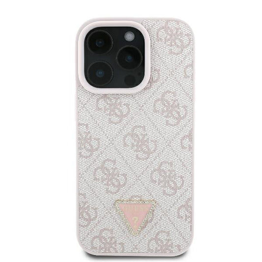 Puzdro pre Apple iPhone 16 Pro Max, Guess, Crossbody 4G Triangle Strass, Ružové.