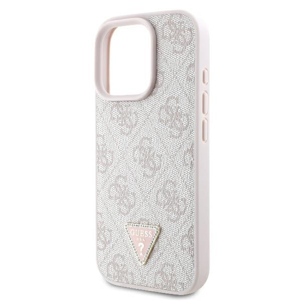 Puzdro pre Apple iPhone 16 Pro Max, Guess, Crossbody 4G Triangle Strass, Ružové.