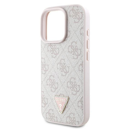 Puzdro pre Apple iPhone 16 Pro Max, Guess, Crossbody 4G Triangle Strass, Ružové.