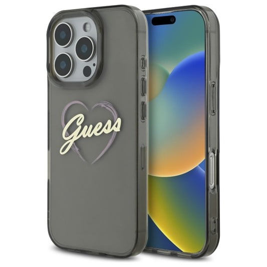 Puzdro pre Apple iPhone 16 Pro Max, Guess, IML Heart, Čierne