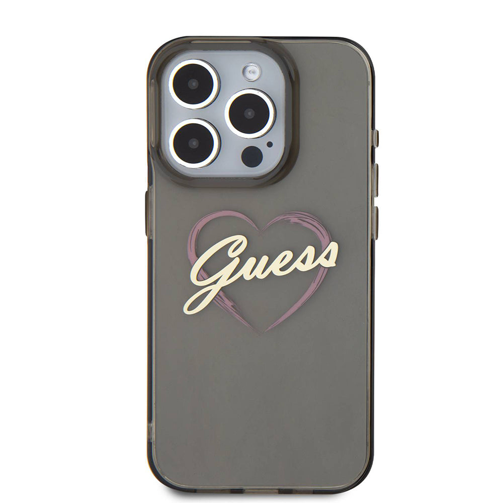 Puzdro pre Apple iPhone 16 Pro Max, Guess, IML Heart, Čierne