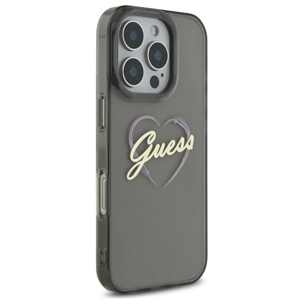 Puzdro pre Apple iPhone 16 Pro Max, Guess, IML Heart, Čierne