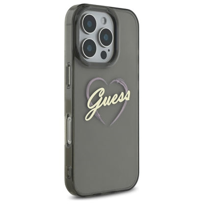 Puzdro pre Apple iPhone 16 Pro Max, Guess, IML Heart, Čierne