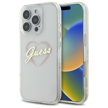 Puzdro pre Apple iPhone 16 Pro Max, Guess, IML Heart, Transparenté