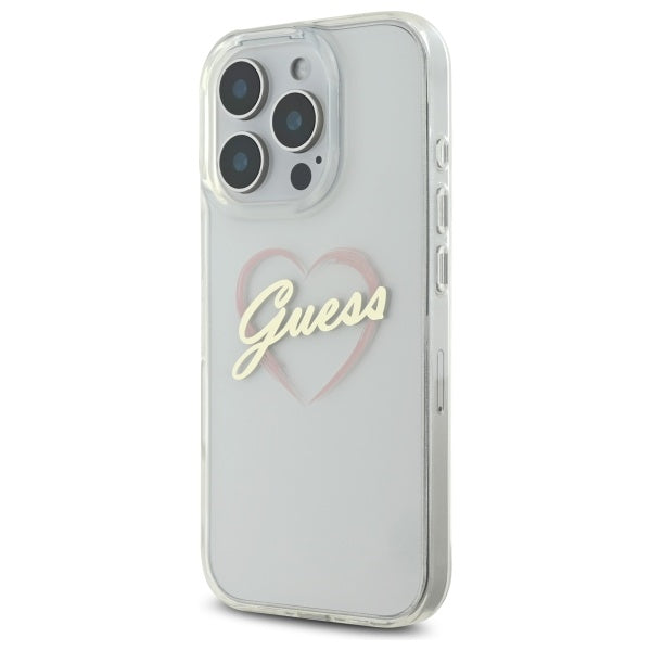 Puzdro pre Apple iPhone 16 Pro Max, Guess, IML Heart, Transparenté