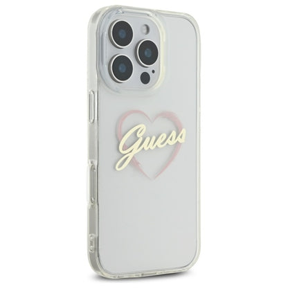 Puzdro pre Apple iPhone 16 Pro Max, Guess, IML Heart, Transparenté