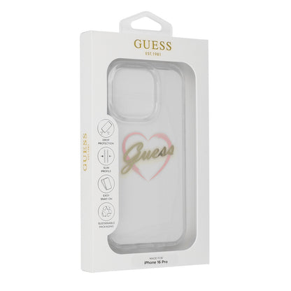 Puzdro pre Apple iPhone 16 Pro Max, Guess, IML Heart, Transparenté