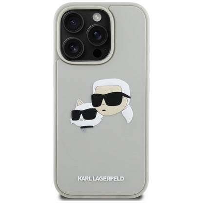 Puzdro pre Apple iPhone 16 Pro Max, Karl Lagerfeld, 3D Rubber Karl & Choupette, Béžová