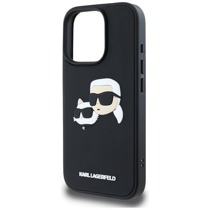 Puzdro pre Apple iPhone 16 Pro Max, Karl Lagerfeld, 3D Rubber Karl & Choupette, Čierne